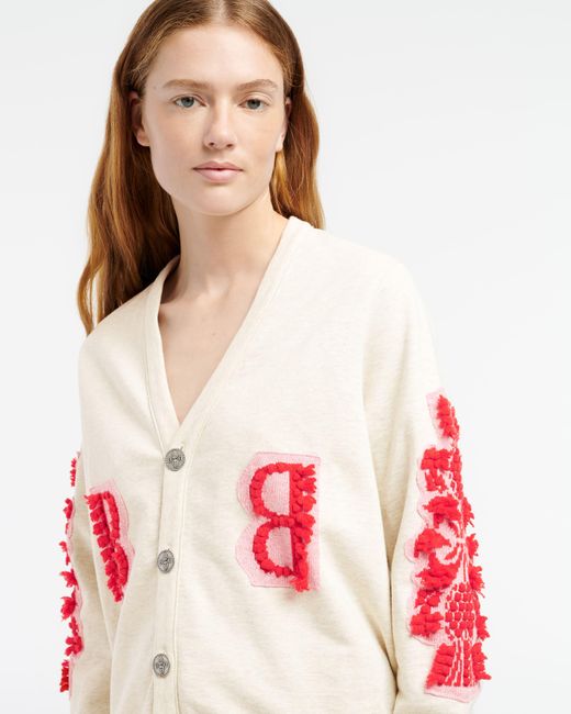 Barrie Red Cardigan In Cotton With A Cashmere B Logo