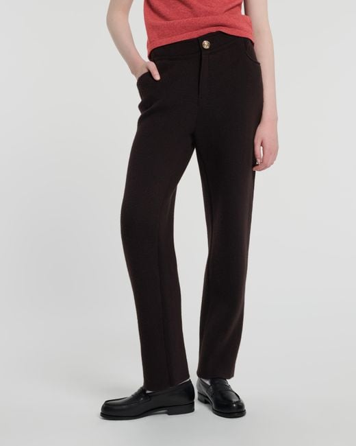 Barrie Black Trousers In Chunky-knit Cashmere