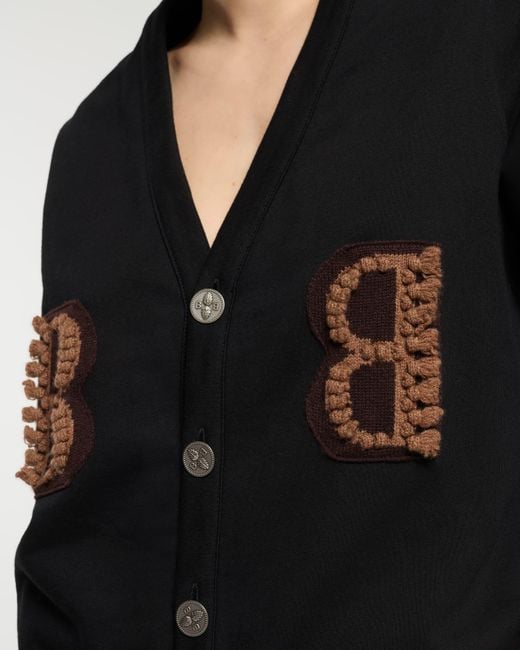 Barrie Black Cardigan In Cotton With A Cashmere B Logo