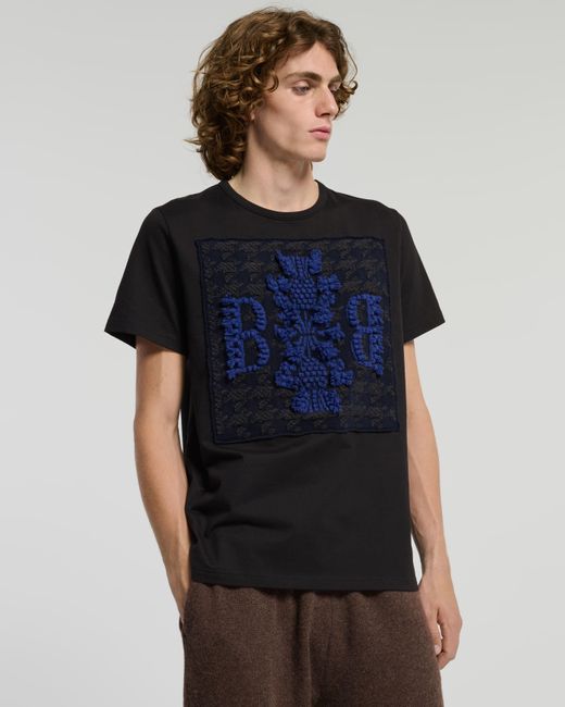 Barrie Black T-shirt With Cashmere Houndstooth Patch And B Logo