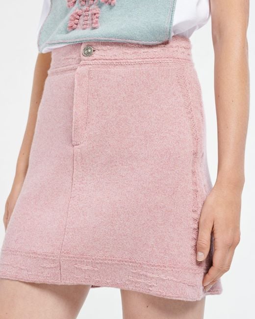 Barrie Pink Denim Cashmere And Cotton Skirt