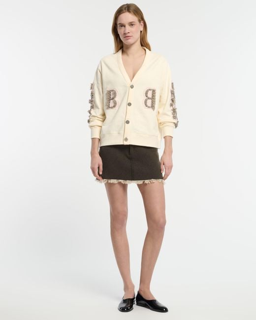 Barrie Natural Cardigan In Cotton With A Cashmere B Logo