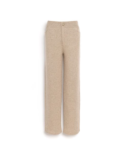 Barrie Natural Trousers In Chunky-knit Cashmere