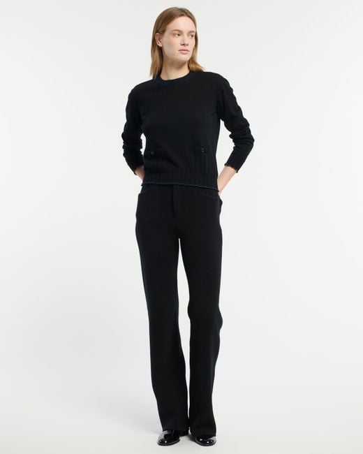 Barrie Black Lightweight Cashmere And Cotton Sweater With Ribbed Detailing