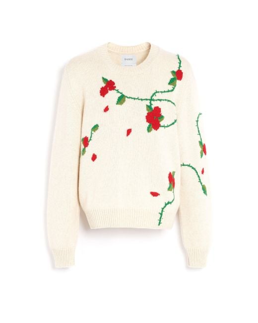 Barrie White Cashmere Jumper With Floral Motif