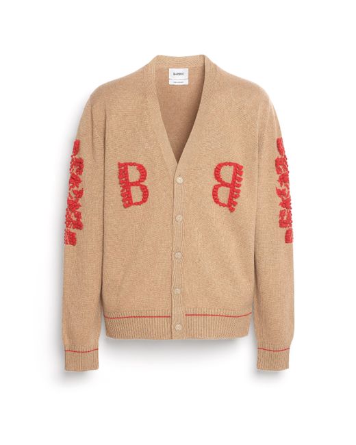 Barrie Pink 3d Logo V-neck Cashmere Cardigan for men