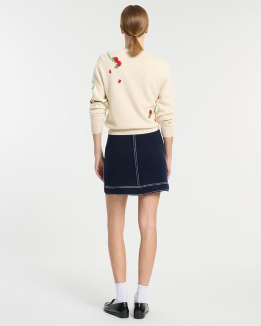 Barrie White Cashmere Jumper With Floral Motif