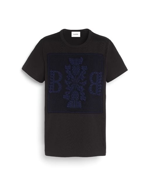 Barrie Black T-shirt With Logo Cashmere Patch