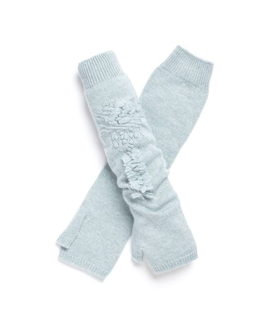 Barrie Blue Cashmere Fingerless Gloves