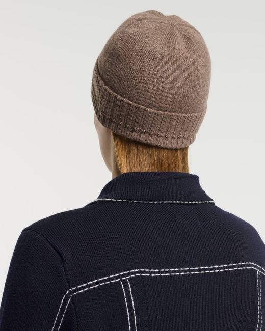 Barrie Brown Cashmere Beanie Hat With B Logo