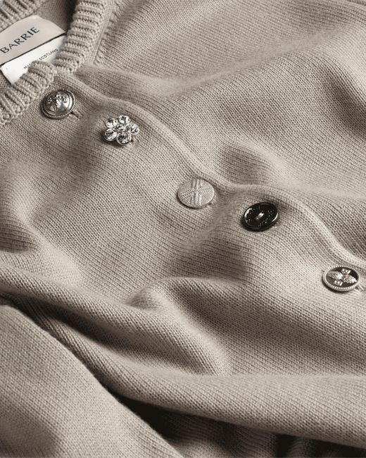 Barrie Natural Cotton And Cashmere Cardigan With Jewelled Buttons
