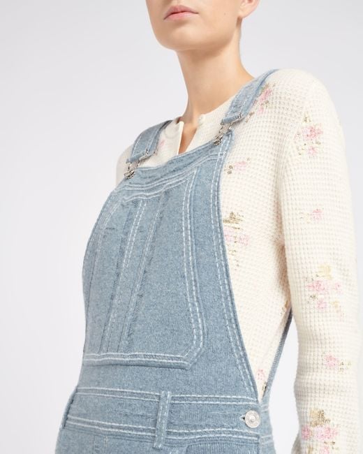 Barrie Blue Denim Overalls In Cashmere And Cotton