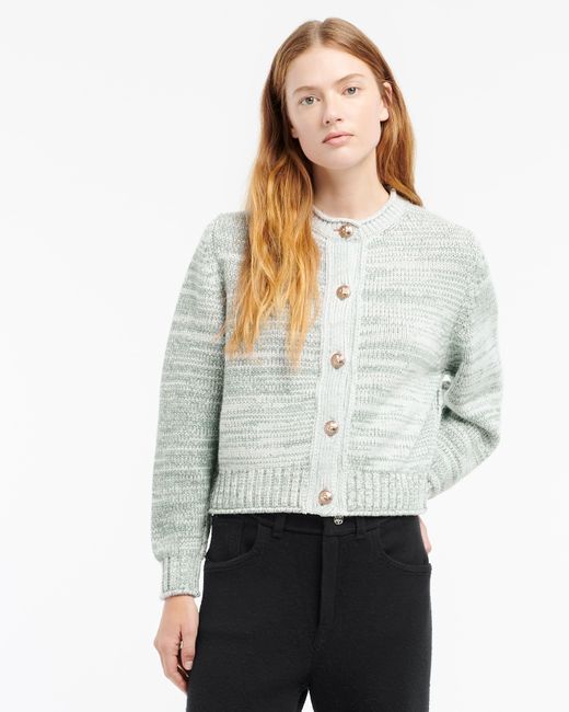 Barrie Gray Chunky Cashmere Cardigan With Gold Buttons