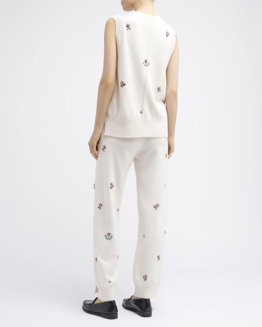 Barrie Natural Iconic Sleeveless Embroidered Jumper In Cashmere