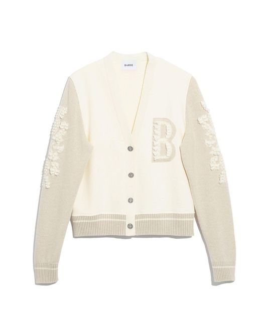 Barrie White Logo V-neck Cashmere And Cotton Cardigan