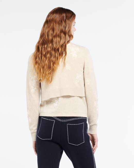 Barrie Natural Cashmere Cardigan With A Floral Motif