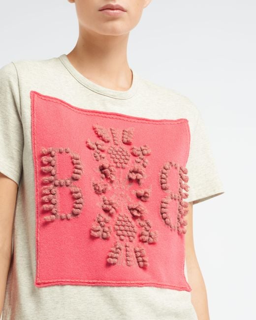 Barrie Pink T-shirt With Logo Cashmere Patch