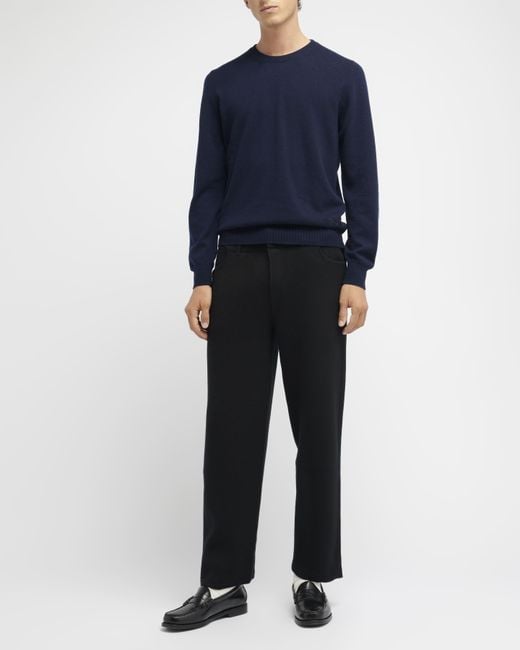 Barrie Blue Round Neck Cashmere B Label Pullover for men