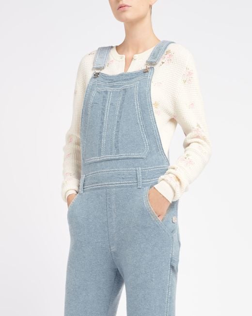 Barrie Blue Denim Overalls In Cashmere And Cotton