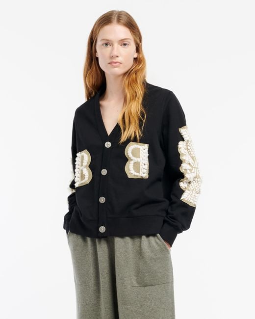 Barrie Black Cardigan In Cotton With A Cashmere B Logo