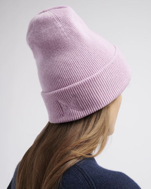 Barrie Pink Cashmere Beanie With Embroidered Logo