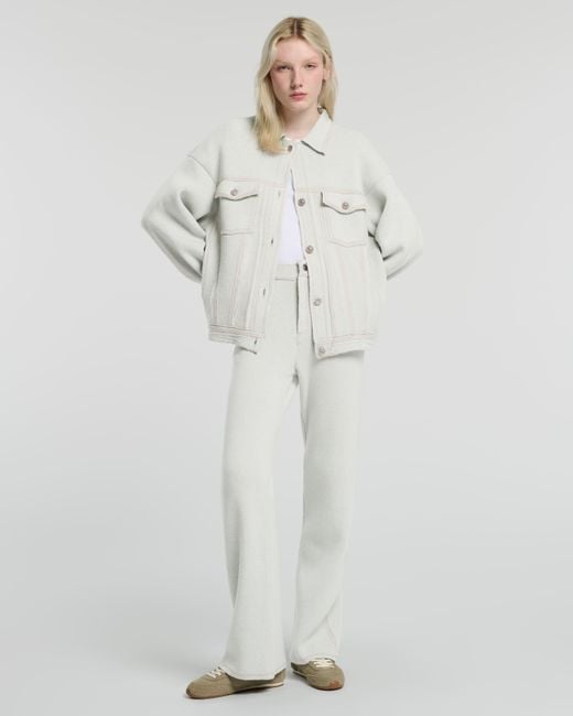 Barrie White Denim Cashmere And Cotton Trousers