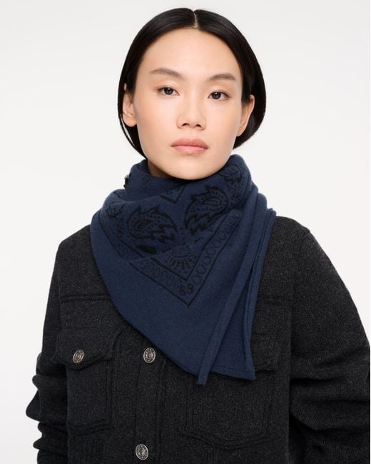 Barrie Blue Bandana In Cashmere And Cotton