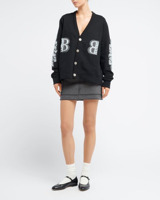 Barrie Black Cardigan In Cotton With A Cashmere B Logo