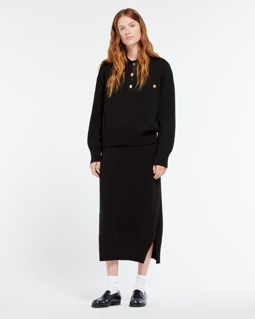 Barrie Black Iconic Cashmere Skirt