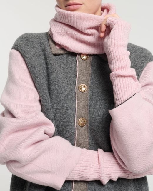 Barrie Pink Long Cashmere Fingerless Gloves