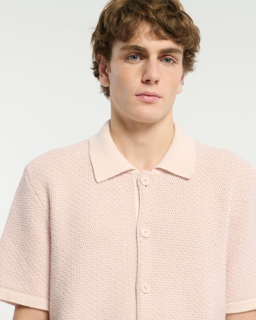 Barrie Pink Lightweight Cashmere And Wool Polo Shirt for men