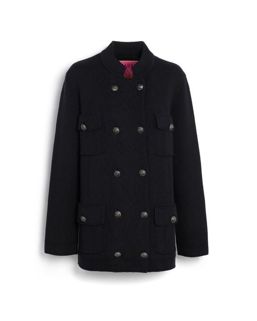 Barrie Blue Cashmere And Cotton Military-style Jacket