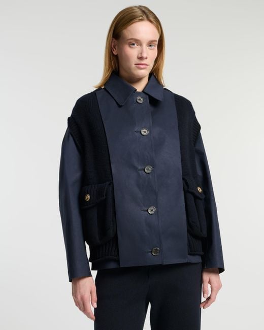 Barrie Blue Short Raincoat With Layered Cashmere Waistcoat for men