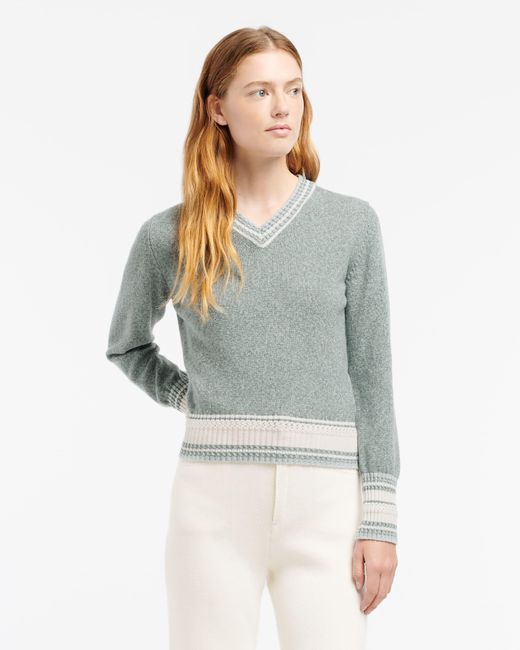 Barrie Blue Cashmere V-neck Jumper