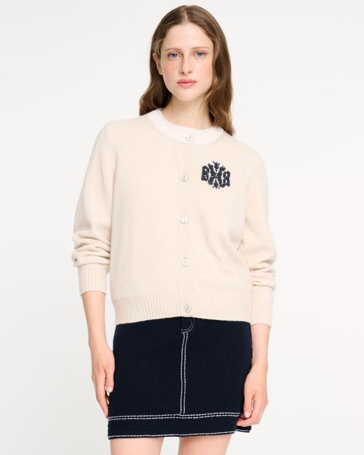 Barrie Natural Marled Cashmere Cardigan With B Logo