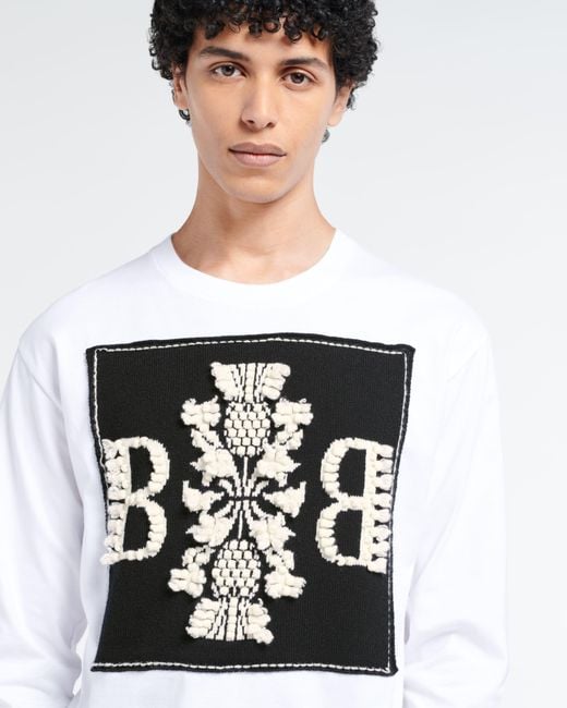 Barrie Black Long-sleeved T-shirt With Cashmere B Logo Patch for men