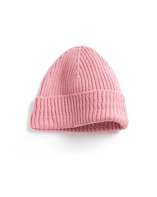 Barrie Pink Beanie Hat In Flecked Cashmere