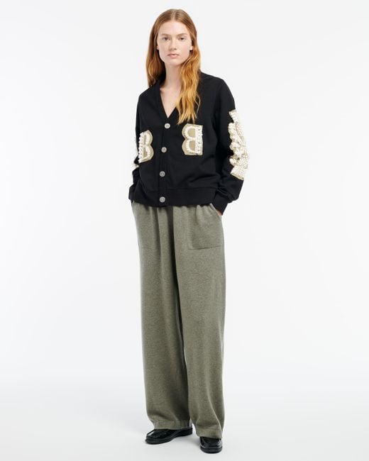 Barrie Black Cardigan In Cotton With A Cashmere B Logo