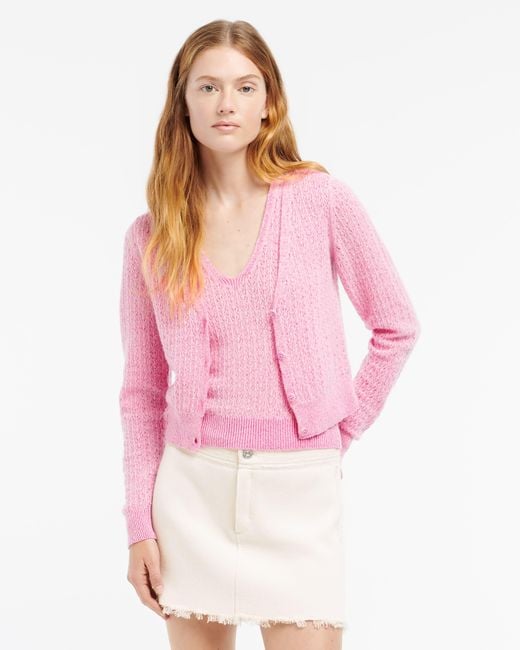 Barrie Pink Cashmere Lace Cardigan