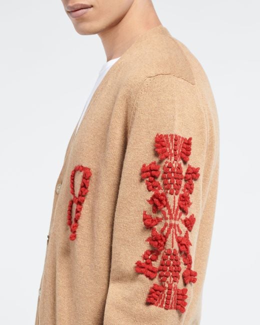 Barrie Pink 3d Logo V-neck Cashmere Cardigan for men