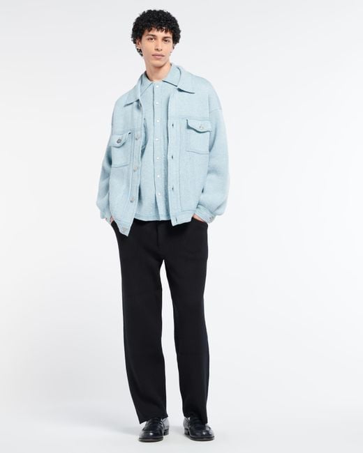 Barrie Blue Denim Oversized Cashmere And Cotton Jacket for men