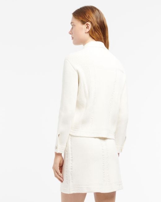 Barrie White Denim Fitted Cashmere And Cotton Jacket