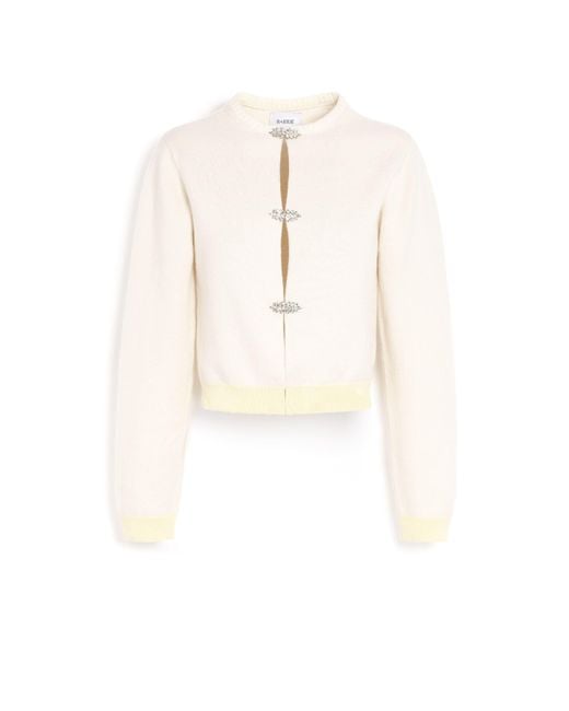 Barrie White Cashmere Cardigan With Jewelled Details