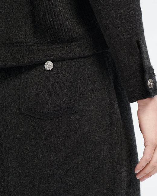 Barrie Black Long Denim Skirt In Cashmere And Cotton