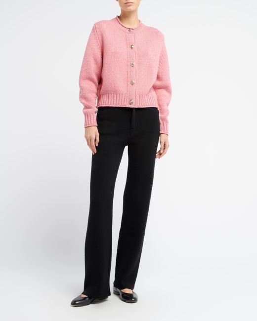 Barrie Pink Cardigan In Chunky Cashmere With Gold Buttons