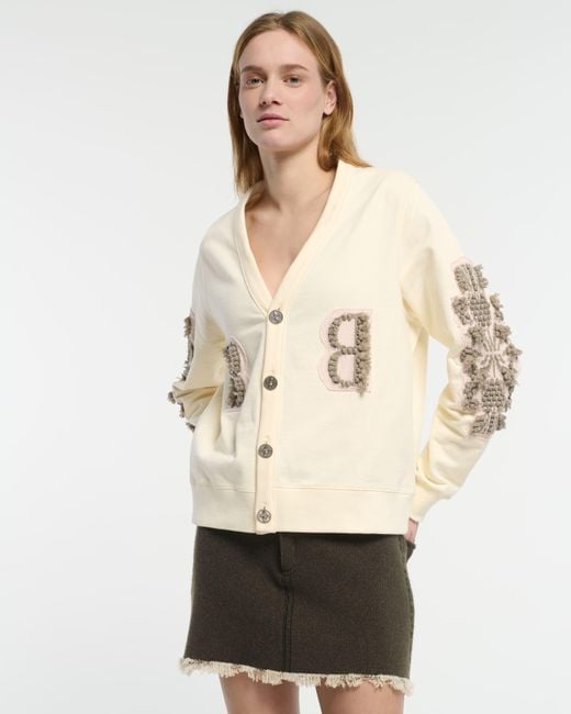 Barrie Natural Cardigan In Cotton With A Cashmere B Logo