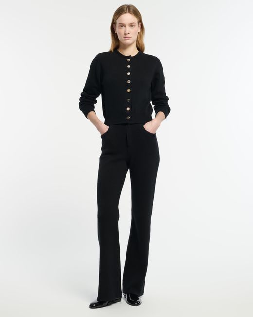 Barrie Black Cotton And Cashmere Cardigan With Jewelled Buttons