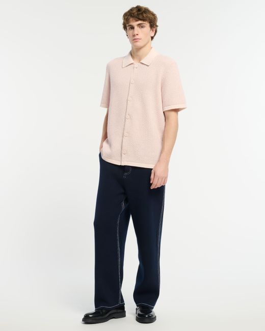 Barrie Pink Lightweight Cashmere And Wool Polo Shirt for men