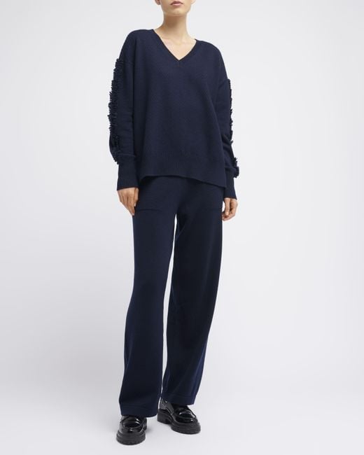 Barrie Blue Timeless V-neck Cashmere Jumper