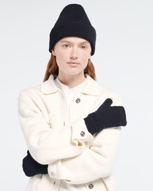 Barrie Blue Shearling-effect Cashmere Fingerless Gloves